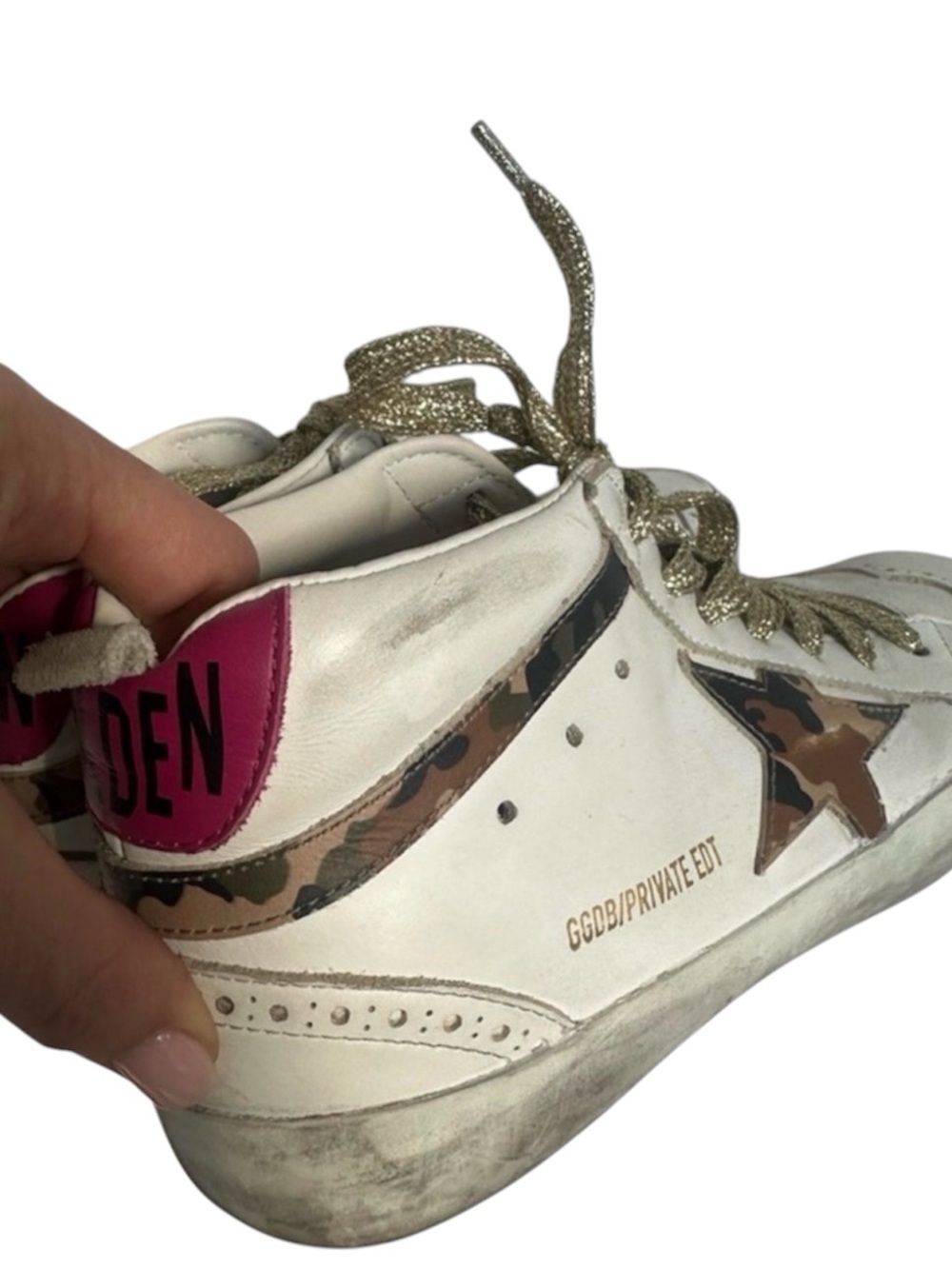 Golden goose White Sneakers with Camouflage and Pink Accents. Like new  size 37 - Picture 3 of 6